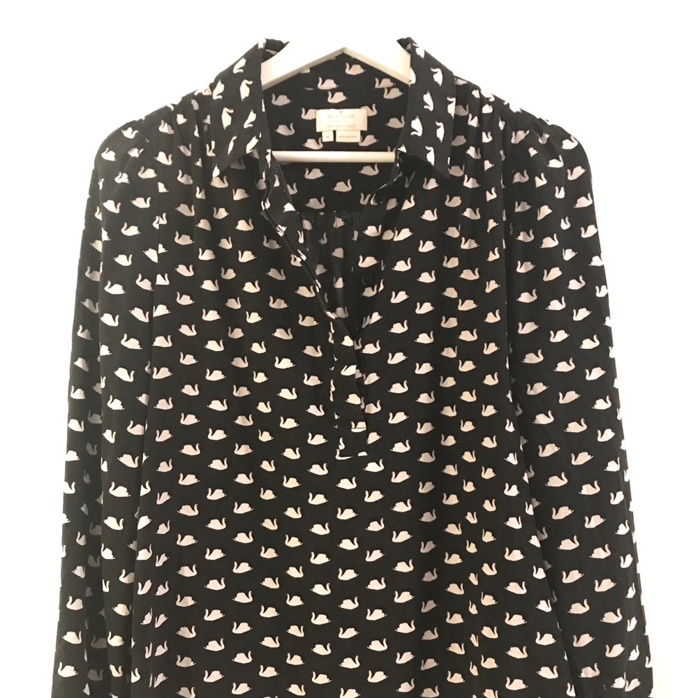 Kate Spade Swan blouse Silk mix